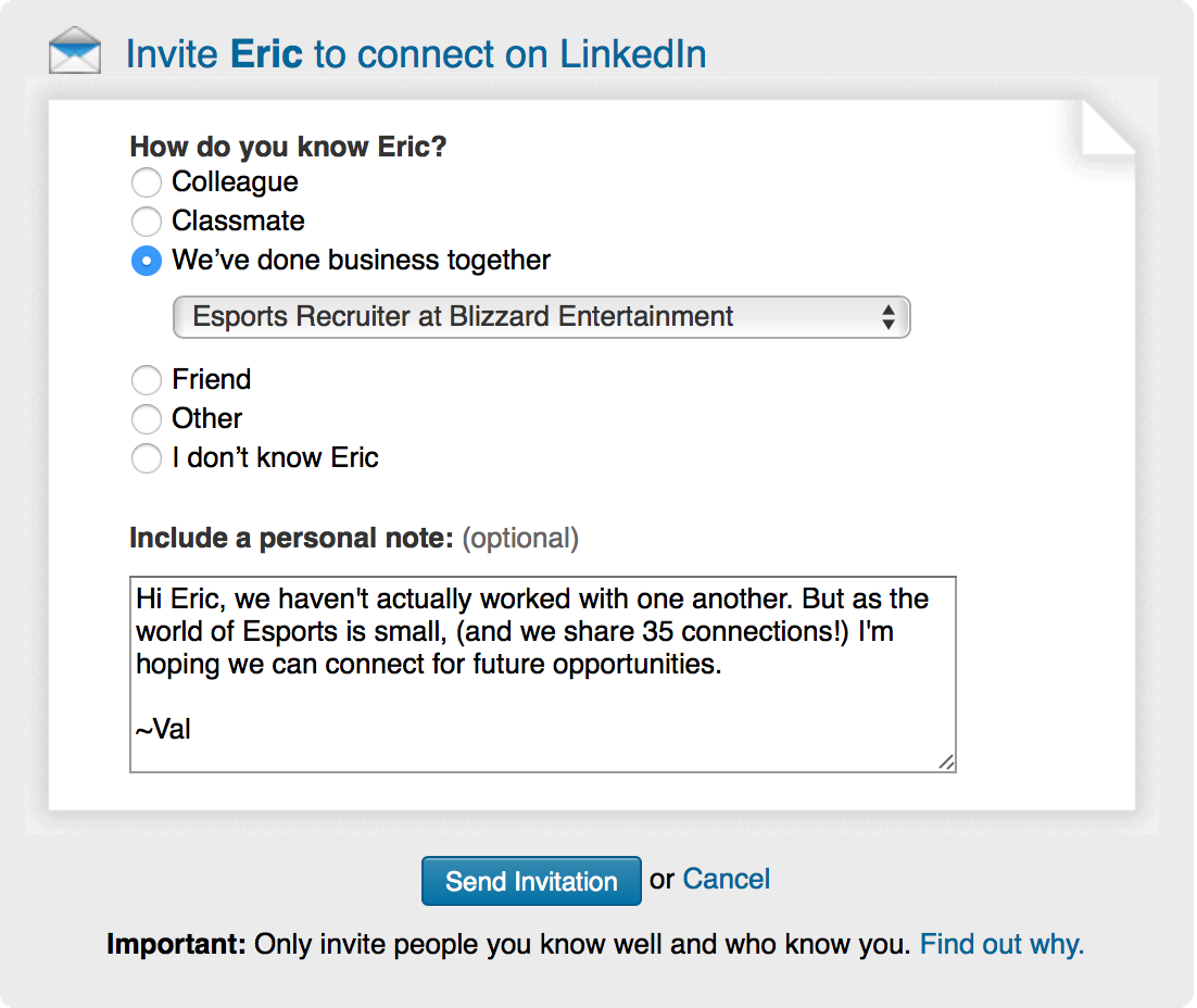 How to ask someone on linkedin for a job